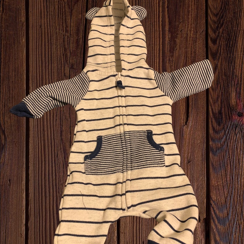 Carters boys fleece blue and grey one piece zip up